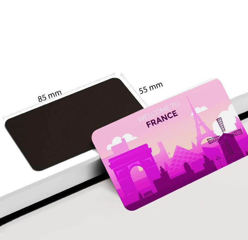 dhcrafts Rectangular Rubber Fridge Magnet / Magnetic Card Pink France D1 Design Pack of 1 (8.6cm x 5.4cm)